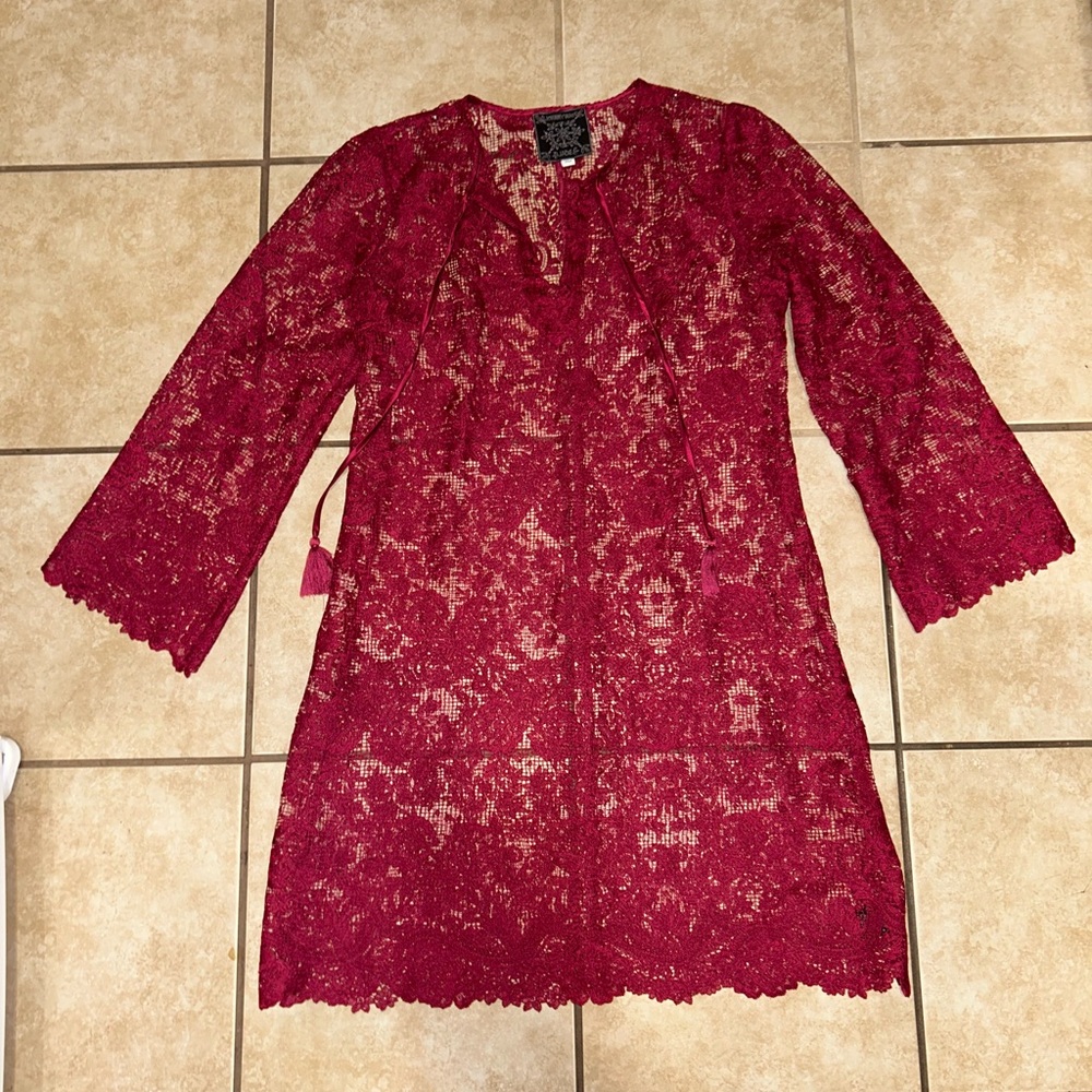 Johnny Was sheer dress/ cover up xs